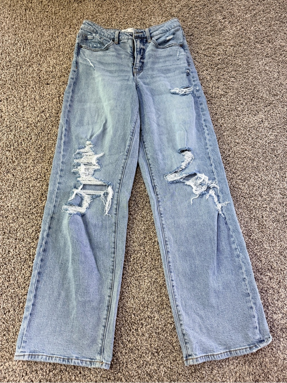 Light Blue Distressed Wide-Leg Women Jeans BKE Brand